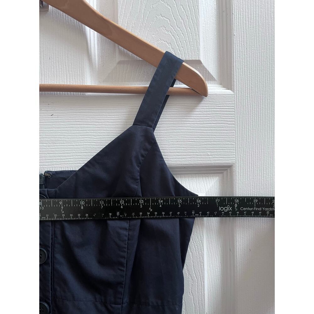 Nordstrom Signature Navy Blue Cotton Pocket Midi Dress Size 4 Small Loose Hem - Picture 7 of 10